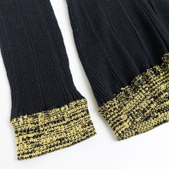 GANNI Ribbed Cotton Blend Sweater Black Metallic Contrast Trim - Picture 8 of 11